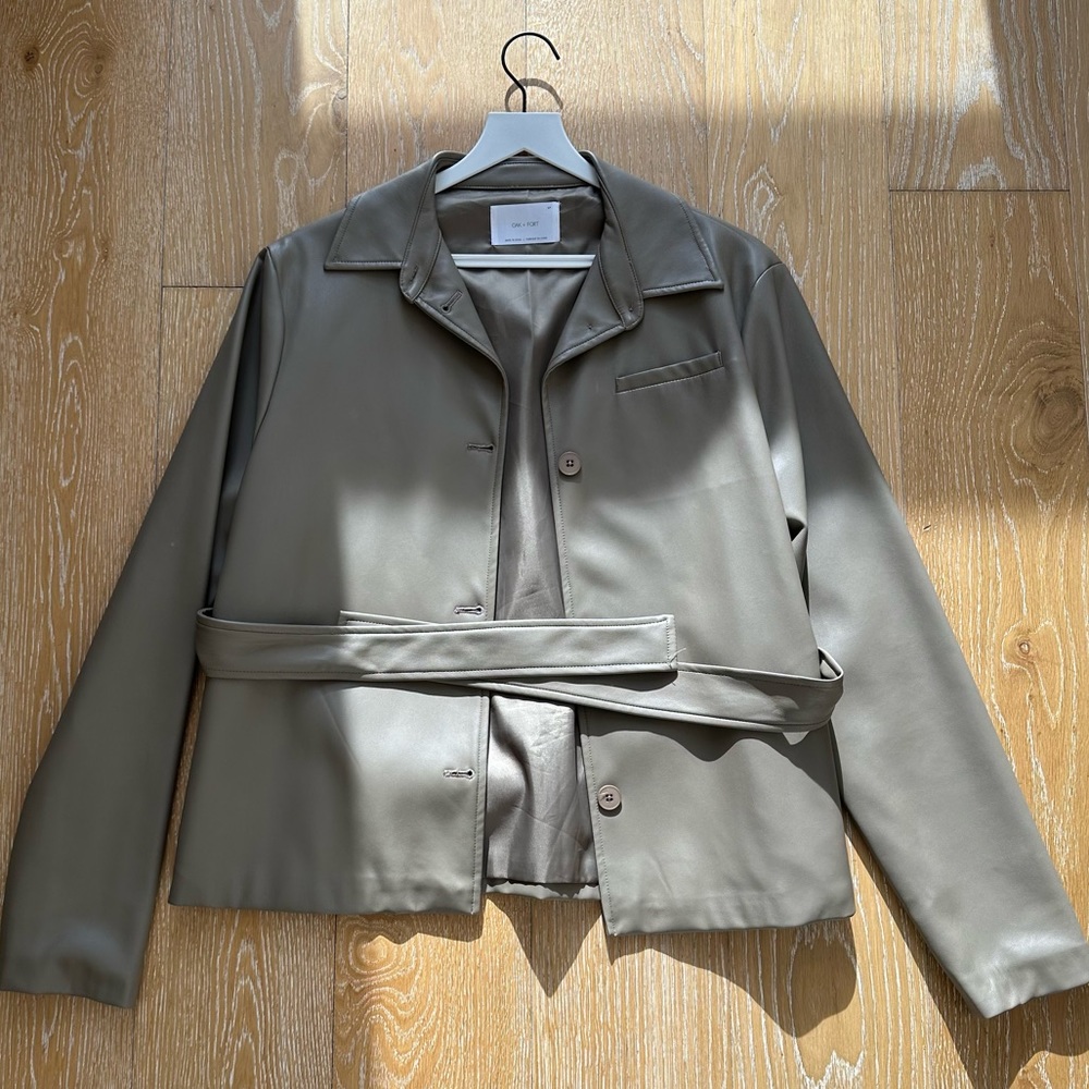 Oak + Fort Leather Jacket With Tie